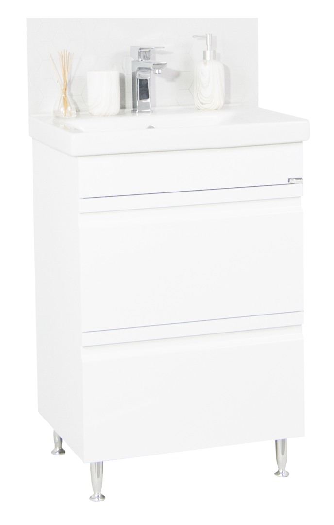 Mobilier Baie MDF și lavoar, Seria 786, Sertare, 55cm, Alb