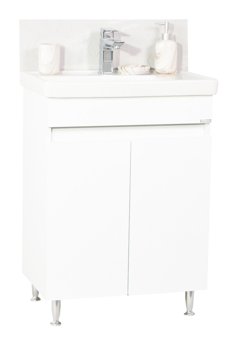 Mobilier Baie MDF Kit și lavoar, Seria 286, 60cm, Alb