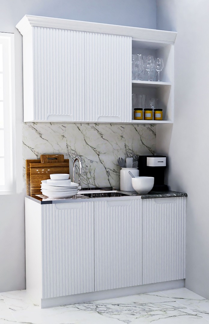 Mobilier de Bucătărie MDF Set, Space, 120cm, Alb Rustic