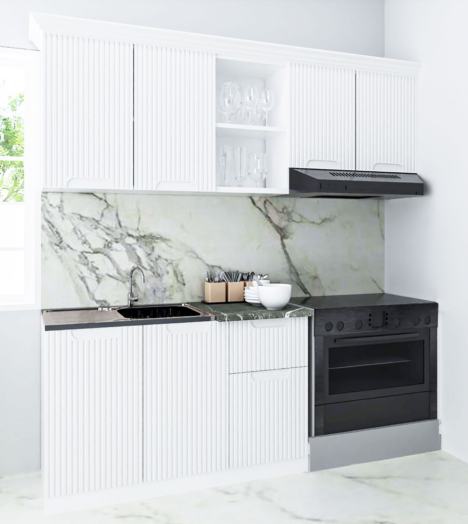 Mobilier de Bucătărie MDF Set, Space, 180cm, Alb Rustic