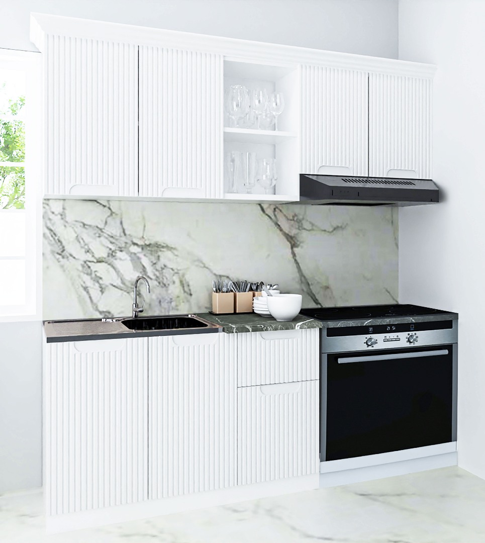 Mobilier de Bucătărie MDF Set, Space, 180cm, Alb Rustic