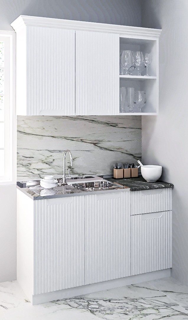 Mobilier de Bucătărie MDF Set, Space, 1 sertar, 120cm, Alb Rustic