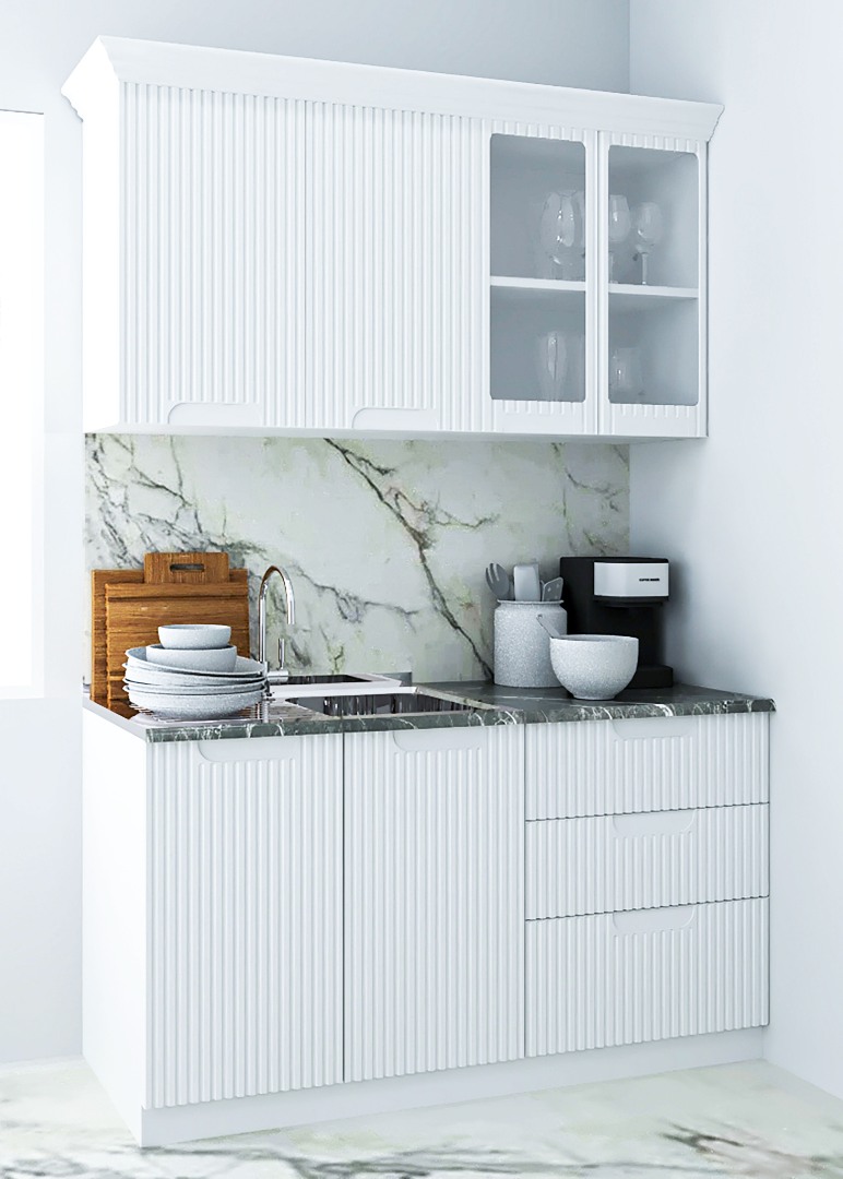 Mobilier de Bucătărie MDF Set, Space, 140cm, Alb Rustic