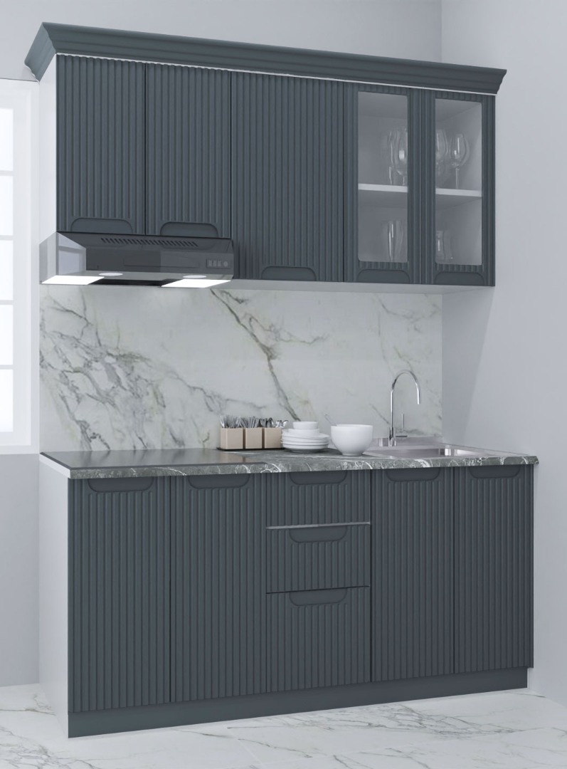 Mobilier de Bucătărie MDF Set, Space, 160cm, Antracit