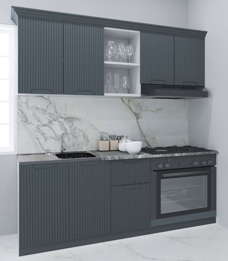 Mobilier de Bucătărie MDF Set, Space, 180cm, Antracit