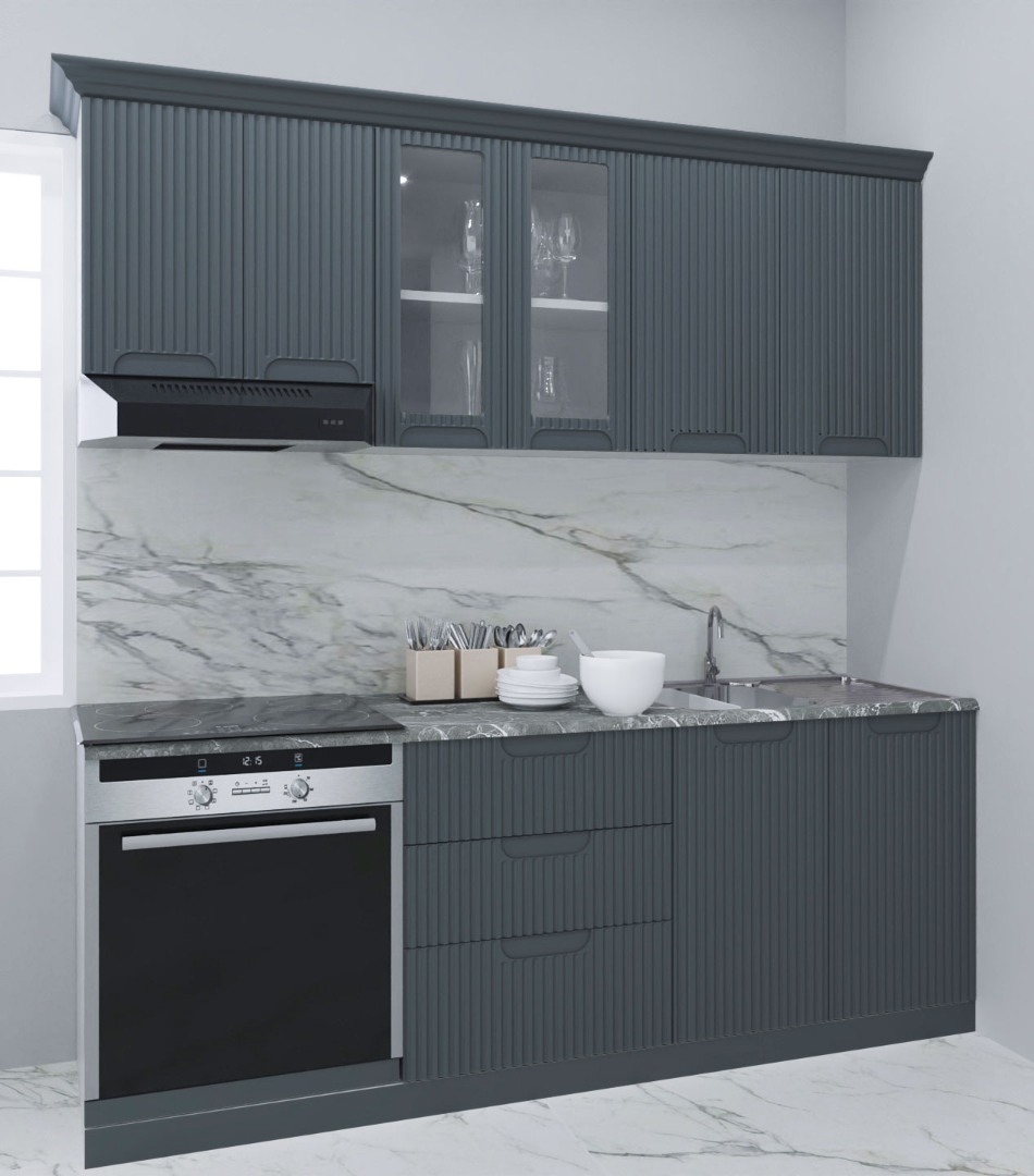 Mobilier de Bucătărie MDF Set, Space, 200cm, Antracit