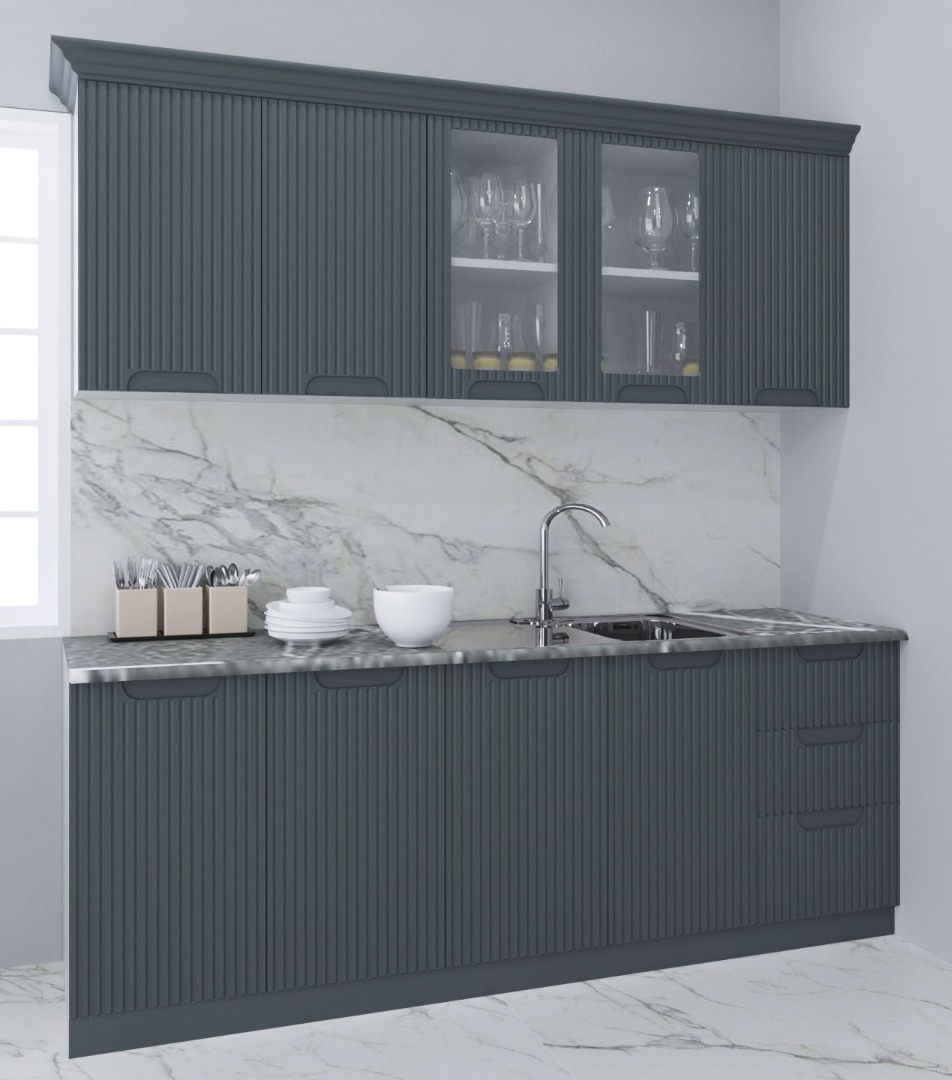 Mobilier de Bucătărie MDF Set, Space, 200cm, Antracit