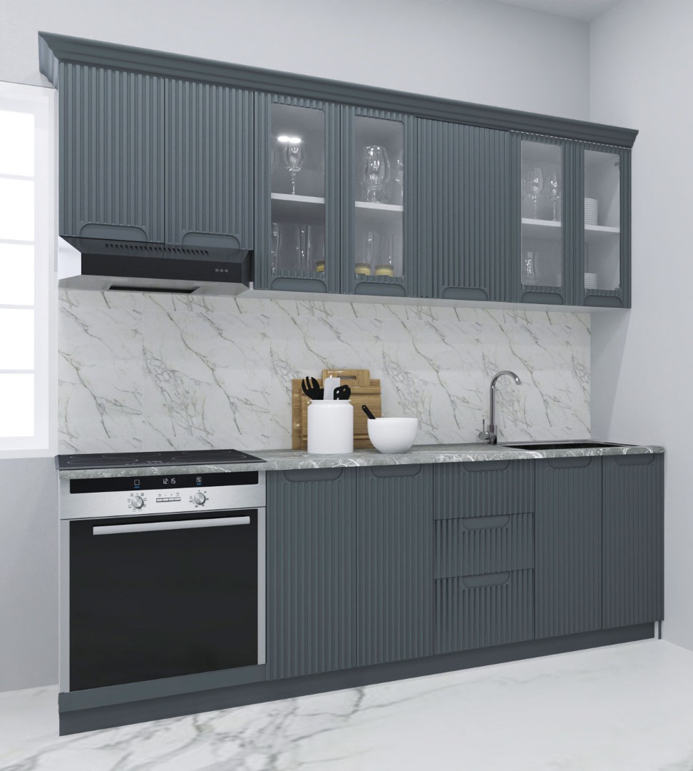 Mobilier de Bucătărie MDF Set, Space, 220cm, Antracit