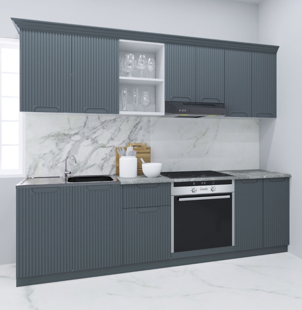 Mobilier de Bucătărie MDF Set, Space, 240cm, Antracit