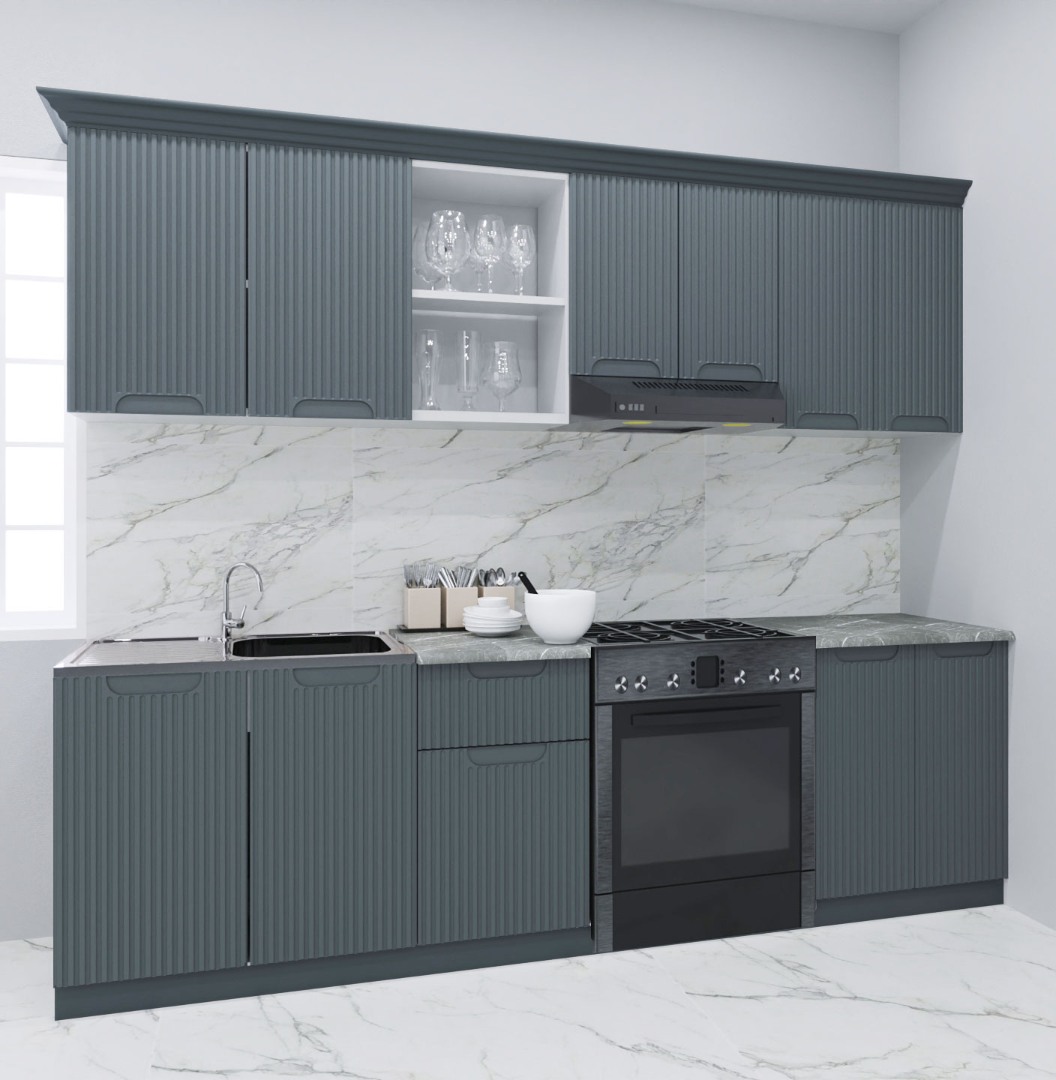 Mobilier de Bucătărie MDF Set, Space, 240cm, Antracit