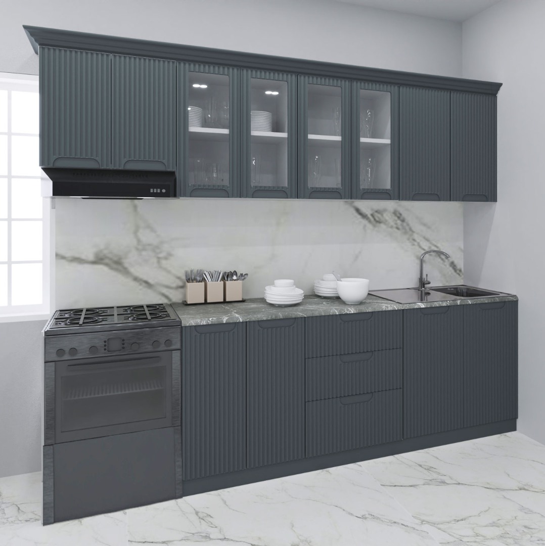 Mobilier de Bucătărie MDF Set, Space, 260cm, Antracit