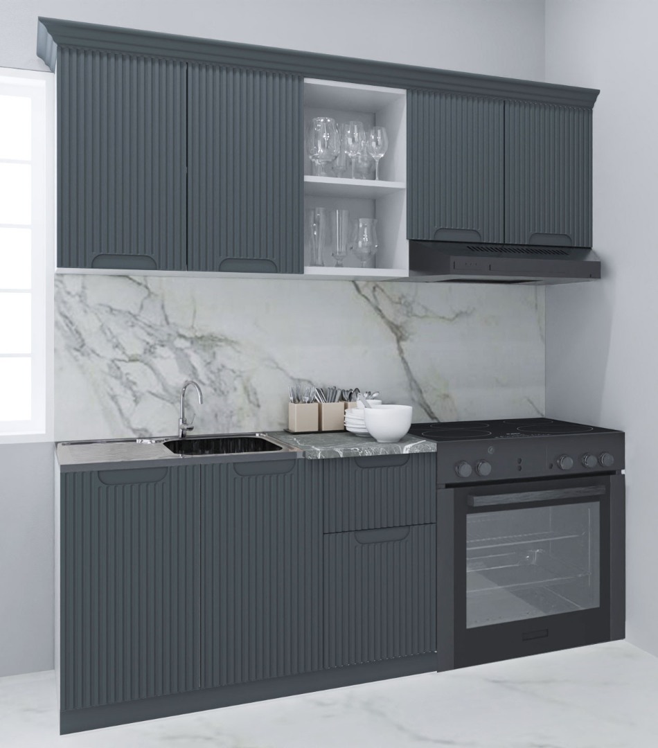 Mobilier de Bucătărie MDF Set, Space, 180cm, Antracit