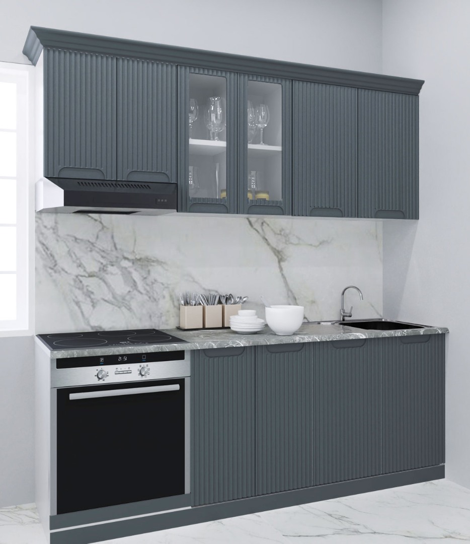 Mobilier de Bucătărie MDF Set, Space, 200cm, Antracit