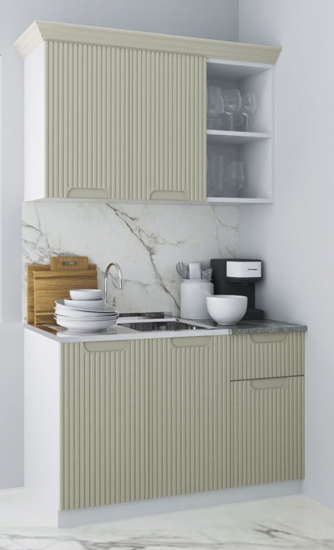 Mobilier de Bucătărie MDF Set, Space, 120cm, 1 sertar, Crem