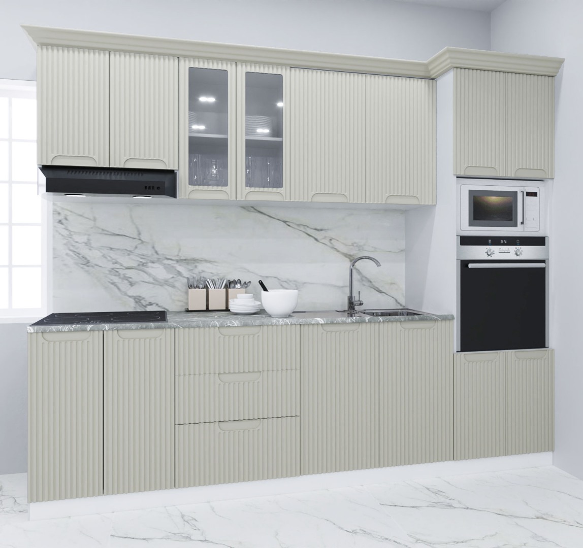 Mobilier de Bucătărie MDF Set, Space, 260cm, Crem