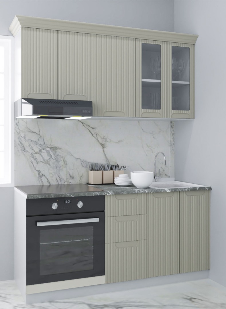 Mobilier de Bucătărie MDF Set, Space, 160cm, Crem