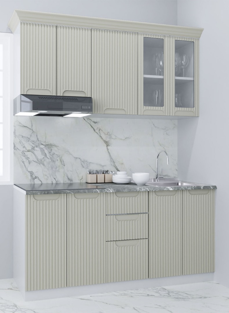 Mobilier de Bucătărie MDF Set, Space, 160cm, Crem