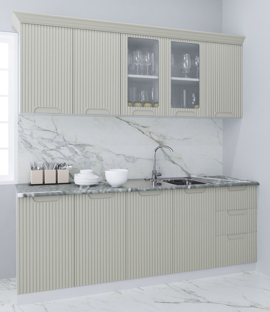 Mobilier de Bucătărie MDF Set, Space, 200cm, Crem