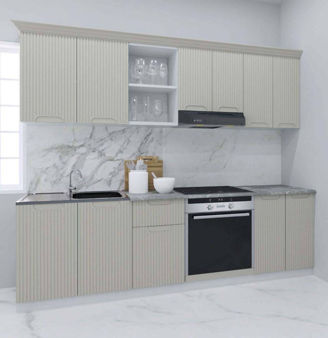 Mobilier de Bucătărie MDF Set, Space, 240cm, Crem