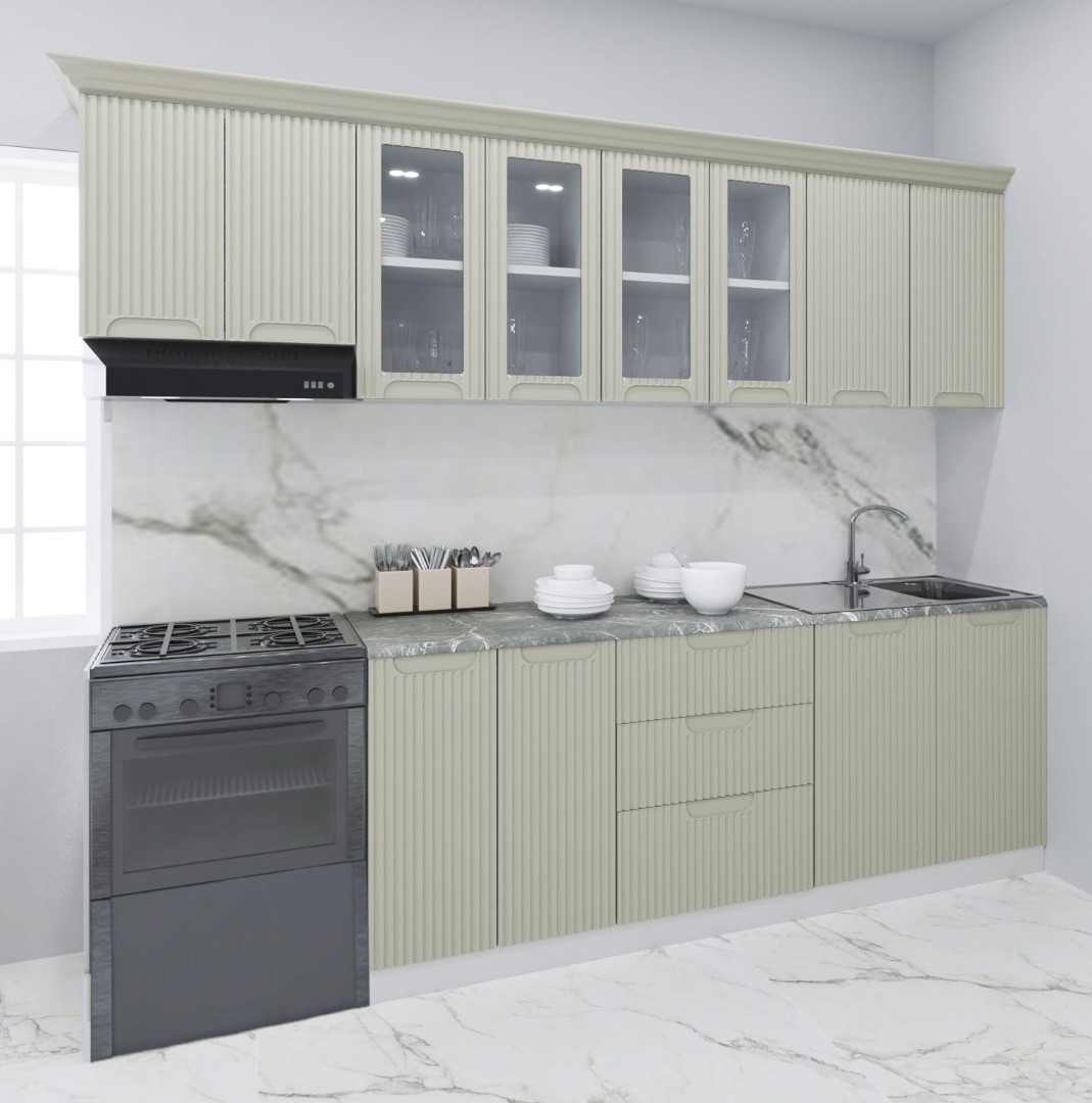 Mobilier de Bucătărie MDF Set, Space, 260cm, Crem