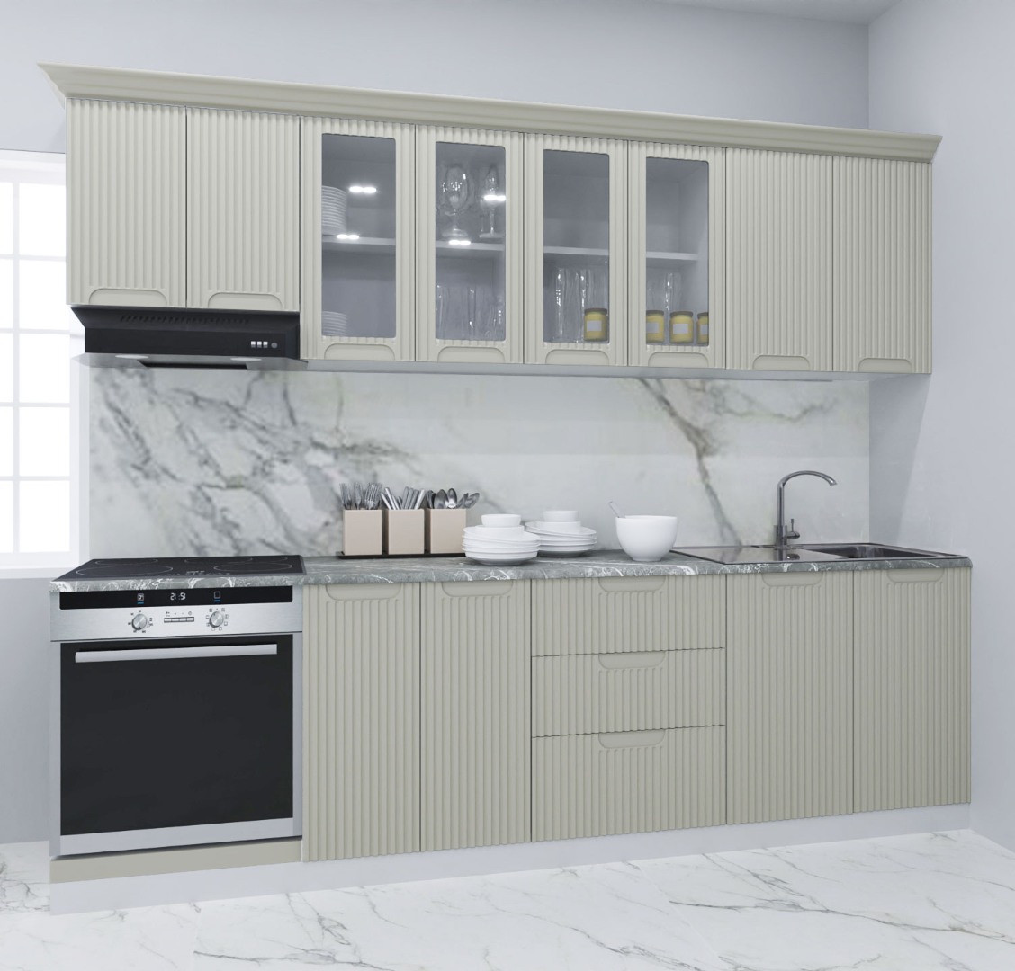 Mobilier de Bucătărie MDF Set, Space, 260cm, Crem