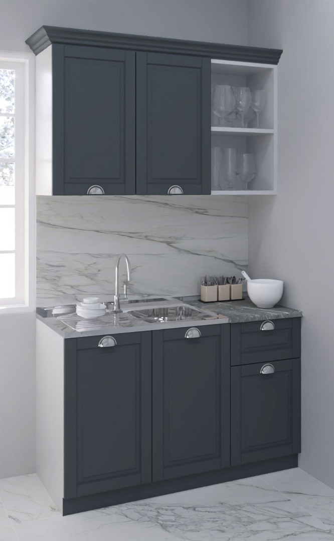 Mobilier bucătărie MDF Set, Square, 1 sertar, 120cm, Antracit