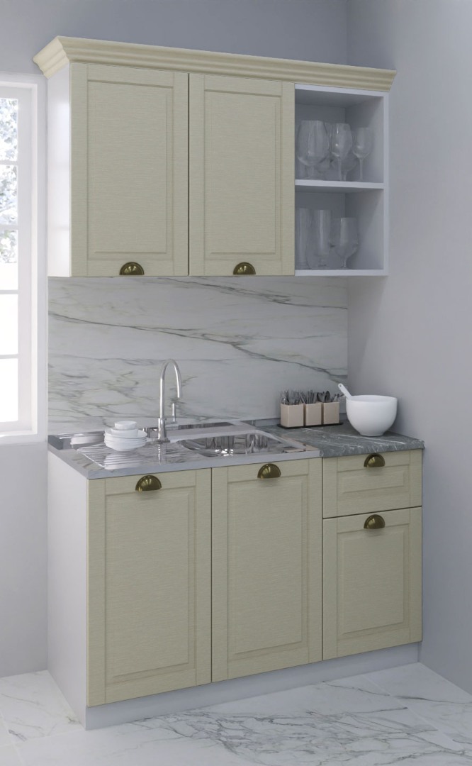 Mobilier bucătărie MDF Set, Square, 1 sertar, 120cm, Fag